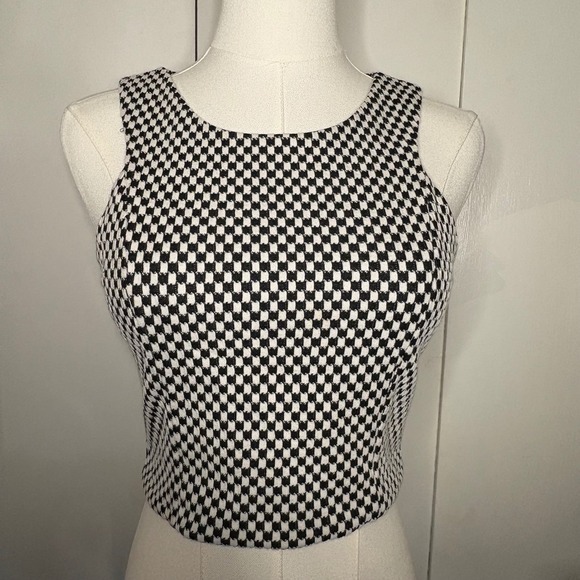 Forever 21 Crop Top Sleeveless Tank Top Houndstooth Pattern Women's Size Small - Picture 1 of 4